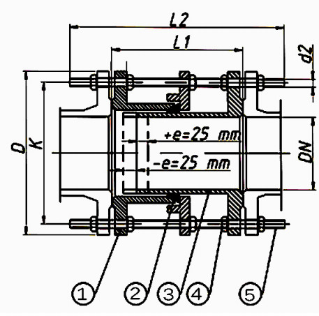 40" 48" Inch PN16 Carbon Steel Material Dismantling Joint Double Flange Telescopic Tube Metal Expansion