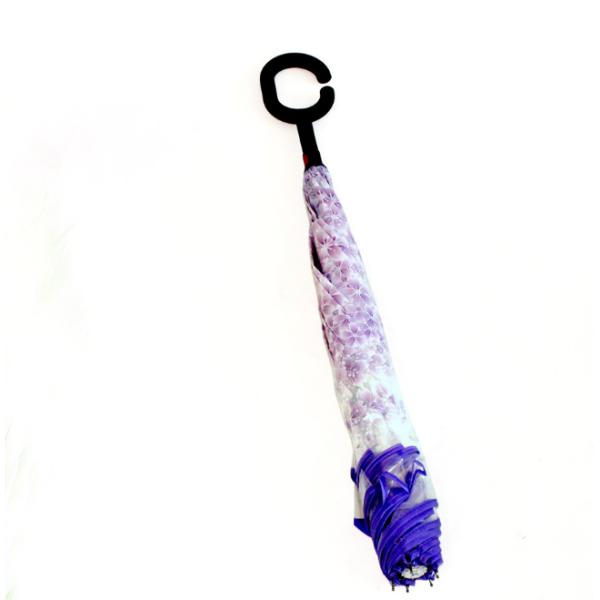 Light Reverse Transparent Umbrella With Pattern Auto Open