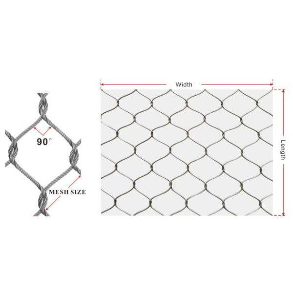 Reusable Knotted Stainless Steel Wire Rope Mesh Netting For Zoo Safety Net