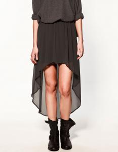 Black Midi Chiffon Womens Summer Skirts With Short Front Long Back