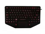 Red LED emergency military computer keyboard with enclosed touchpad for portable