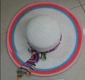 Buy fashion summer hats elegant New Style Cute Summer Color Stripe Girls Straw Bowknot Beach Hats at wholesale prices