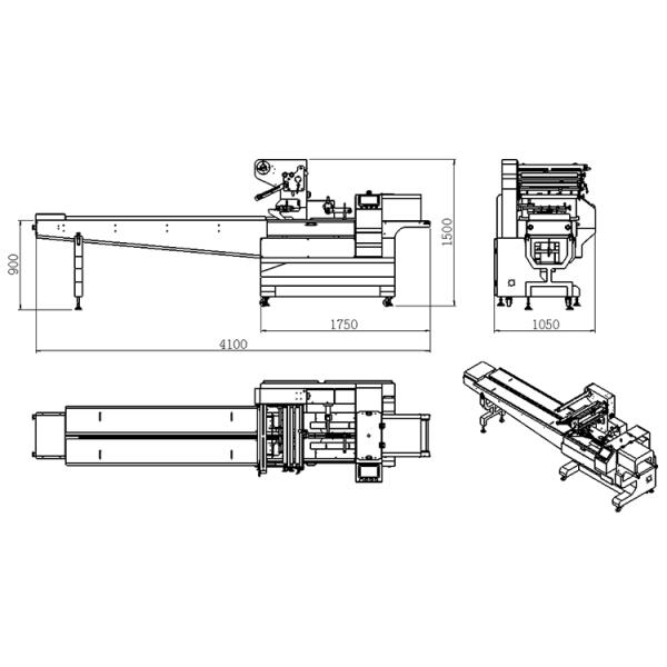 Door Handles Hardware Horizontal Flow Wrap Packing Machine 25μM 810kg CPP Film