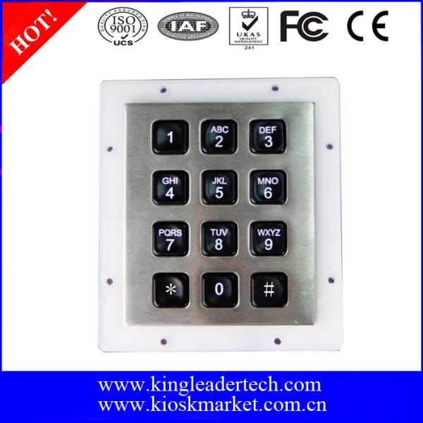 Custom Industrial Numeric Keypad , 12 Plastic Keys Metal Keypad With Backlight