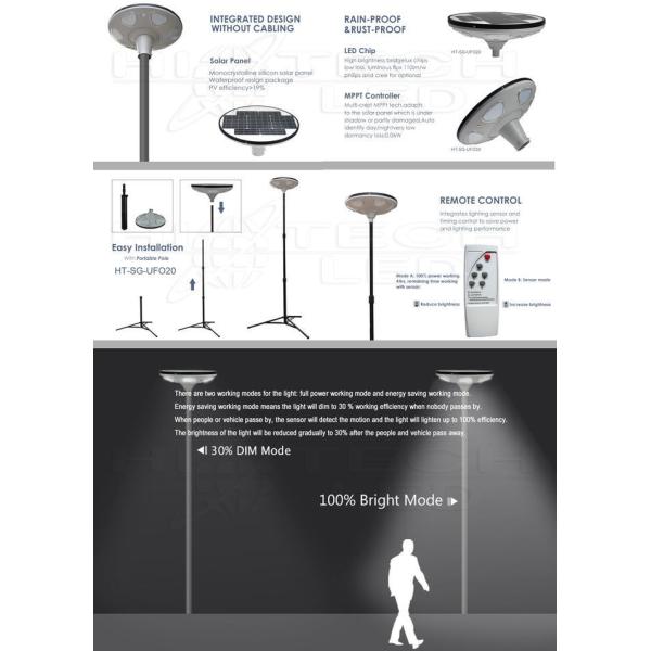 Hitechled 50W Smart RGB UFO all in one solar LED garden light, 360deg lighting landscape solar LED light, HT-SG-UFO50