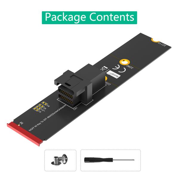 M.2 to SFF-8643 Adapter for NVMe SSD 32Gbps PCIe 3.0 x4