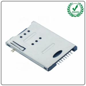 Quality Push Push Type 6+2 Pin Smart Card Socket With Switch Diagonal Column Connector for sale