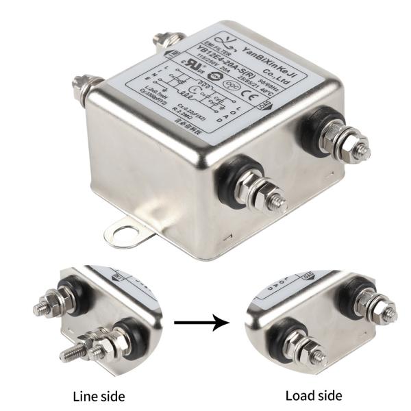Buy YB12E4 Power Line Filter M4 Screw Terminal 20A Single Phase EMI Filter at wholesale prices