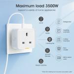 Tuya Smart Home Plug: UK Socket Travel Adapter with Type-C, 16A WiFi RF433, App