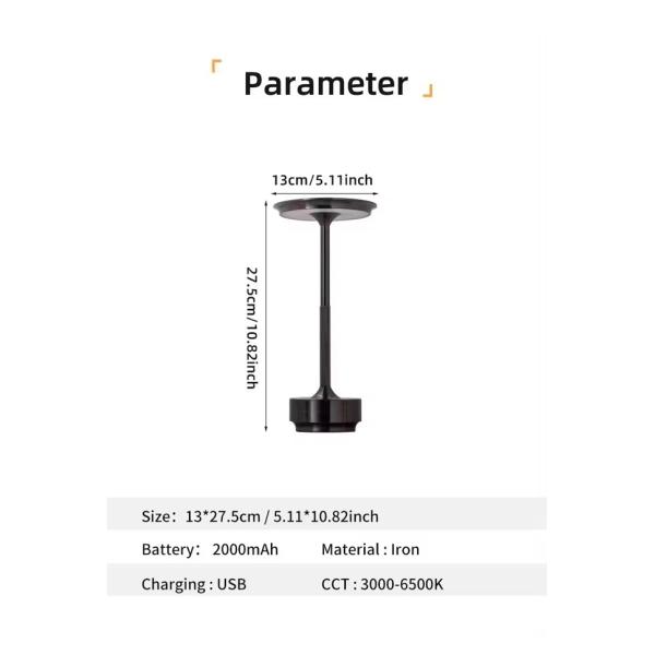 3W Rechargeable LED Desk Light 2000mAh Touch Switch Three Color Dimming Table Lamp