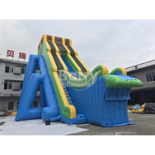 Event Tall Drop PVC Water Slide With Air Bag Platform Inflatable Flying Slide
