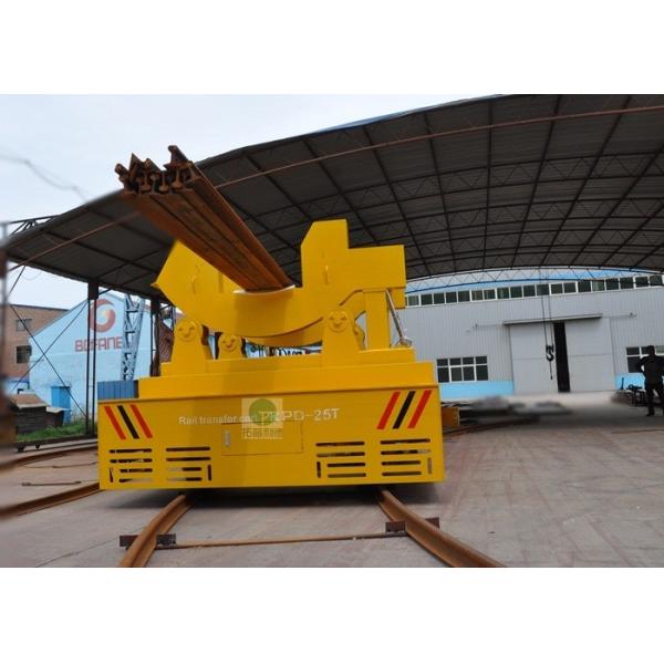 High temperature conductor rail power billet transfer cars on arc-shaped rails