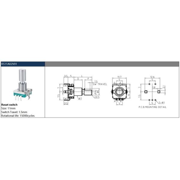 Audio Gear Rotary Encoder with Reset Switch and Sturdy Control Knob
