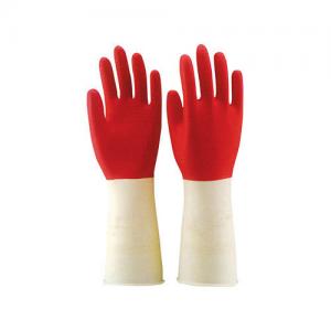 China Household Industrial Latex Glove 32CM Kitchen Flocked Lining Dish Washing Glove on sale