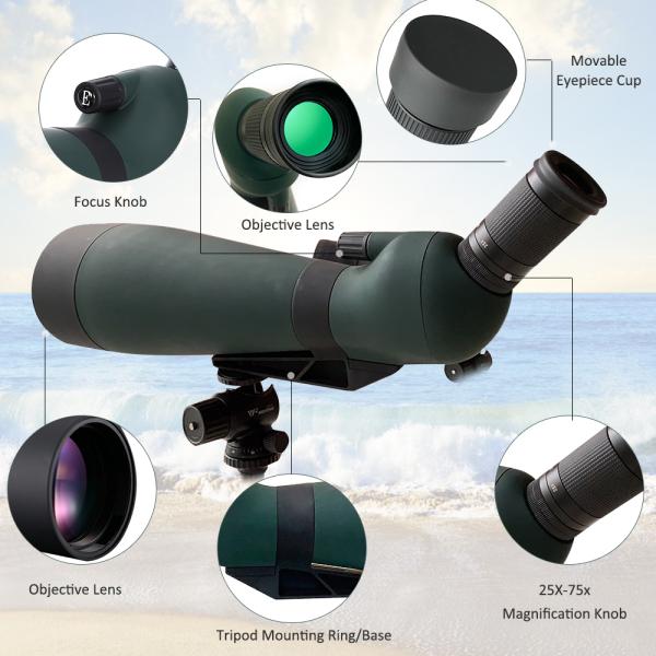 20-60x80 25x75-80 25-75x100 Spotting Scope Army For Hunting Security