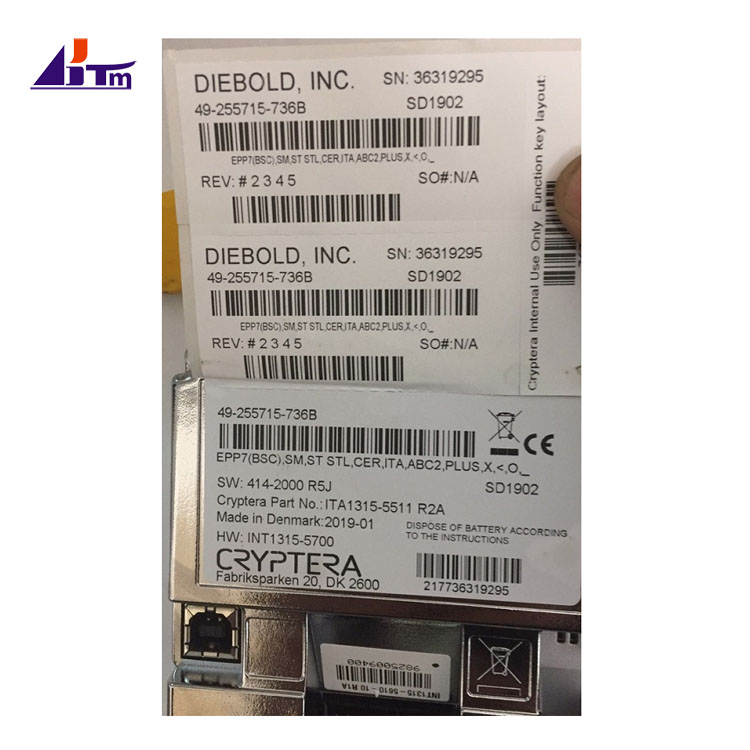 49255715736B Diebold EPP7 Keyboard
