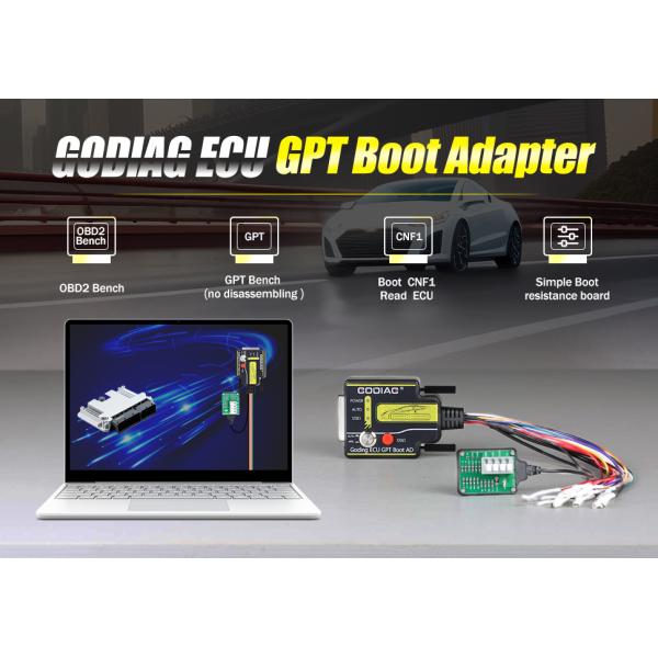 GODIAG ECU GPT Boot AD Connector for ECU Reading Writing No Need Disassembly Compatible with J2534/ Openport/ PCMFlash/ FoxFlash/ FC200 Support