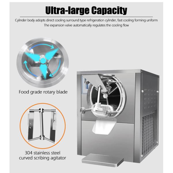 Commercial Ice Cream Making Machine 38-40L/H Capacity R22/R410A/R404A Refrigerant English Operating Language