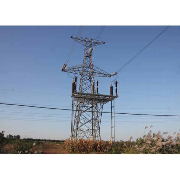 220KV Transmission Steel Tower Hot Dip Galvanized Surface For Overhead Power Line