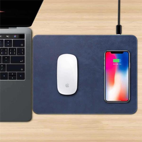 2018 New product pu fast charging wireless charger mouse pad universal qi wireless charger for iphone X
