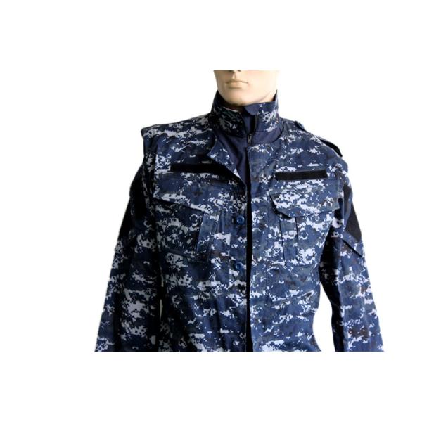 Blue Camouflage Twill Fabric BDU Military Uniform 3 Piece Set For Kuwait Army