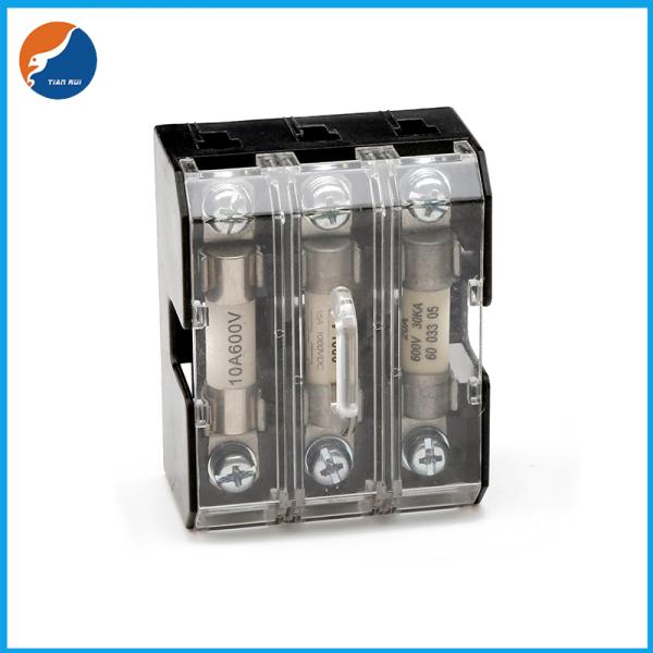 3 Poles Supplemental Modular Ferrule 3P Fuse Block For High Speed 32A 10x38mm Cylinder Fuses