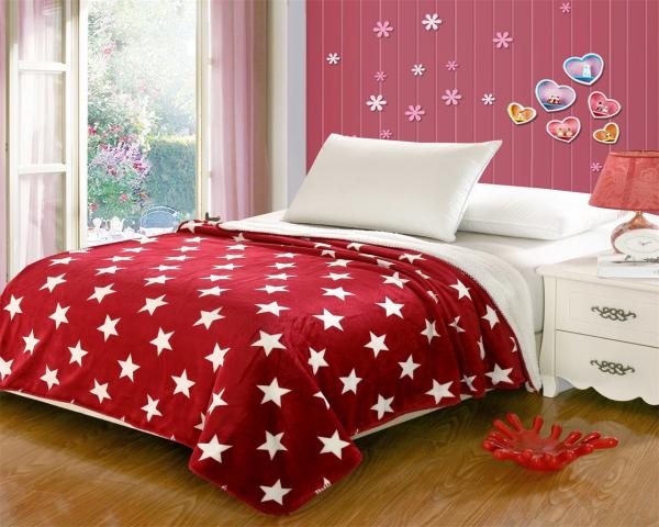 Buy Red Five Pointed Star Flannel Fleece Blanket With Customized Designs at wholesale prices