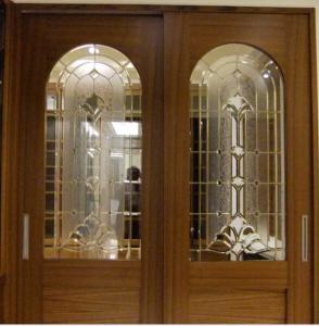 Quality cheap price brass caming decorative glass for wooden door made in China for sale