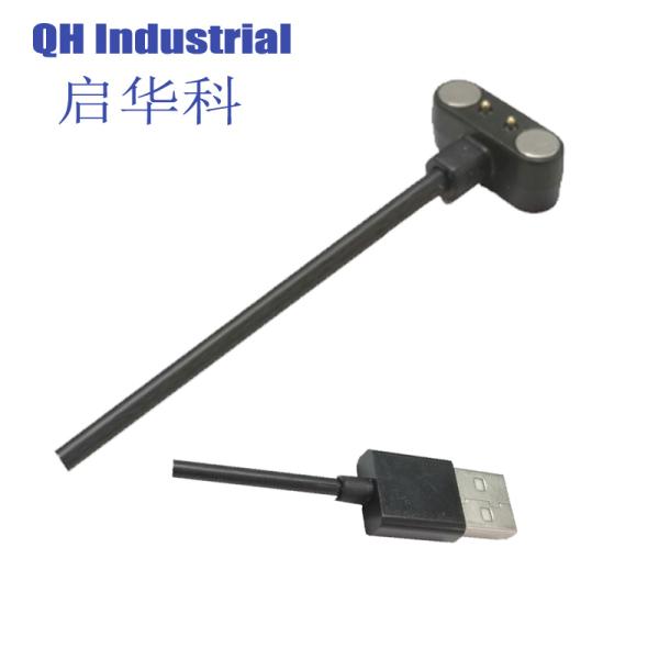 2Pin Ce Standard Battery 90 Degree Bend Pin Magnetic Power Connectors Short Tablet Smt Pogo Pin Magnetic Power Connector