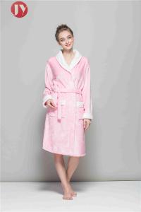 China 100% Polyester Fleece Soft Plush Bathrobes Women Fluffy Dressing Gown Kimono Shawl Collar on sale