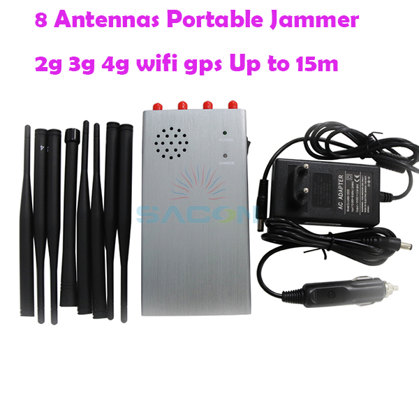 8000mAH 8 Antennas Handheld GPS Signal Jammer 2G 3G 4G Signal Jammer