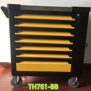 Quality 5 Drawer Yellow Tool Cart With Drawers And Wheels SPCC Tool Box Trolley for sale
