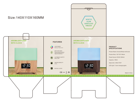 LED Light 300ml 12W Wood Aromatherapy Diffuser With Calendar