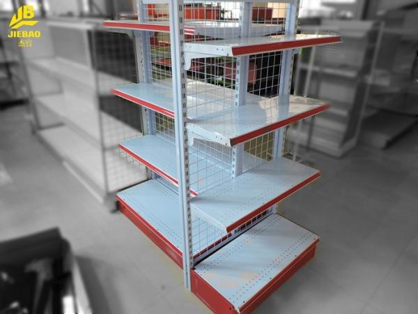 Buy Classical Gondola Racking System With Grid Wire 40mm Step Red Colour 1.5M High at wholesale prices