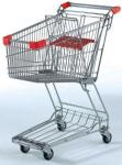 Unfolding Metal Wire Supermarket Shopping Cart , Asia Style 4 Wheeled Shopping