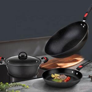 China Black Non Stick Cast Iron Cookware Set  Medical Stone Cookware Set on sale