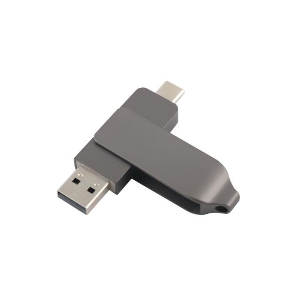 Gun Black Metal Type C USB Flash Drives Twist Shaped Fast Speed 3.0 And 3.0