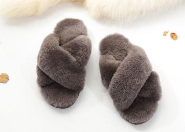 Anti Slip Leather Indoor Sheep Wool Slippers Comfortable Practical For Indoor