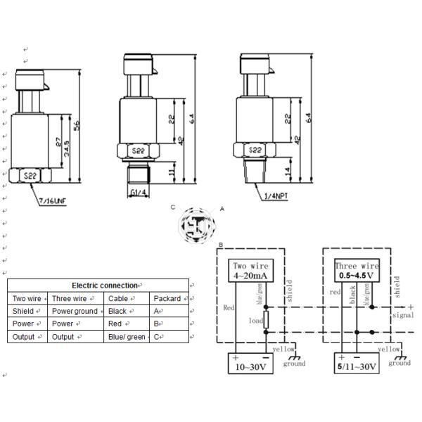 Compact design of precision pressure sensor Pressure transmitter air compressor hydraulic control 4-20mA output