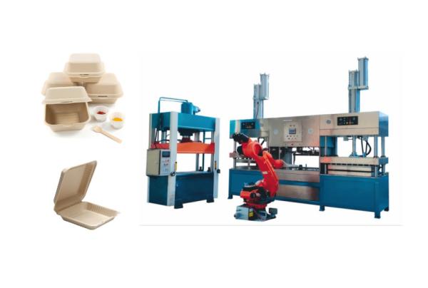Bleach Pulp Sheet Smart Tableware Making Machine With 6 Axis Robot And Trimming