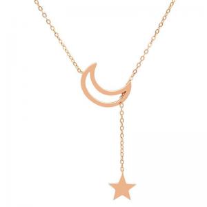 China 925 Sterling Silver personalized Charm Link Chain Gold jewelry Moon and star Sign Necklace on sale
