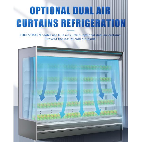 Drink Display Multideck Open Chiller With Night Curtain Showcase Refrigerator