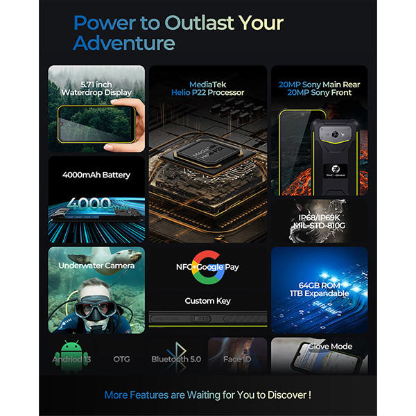 8GB Ram Rugged Smartphone Night Vision With NFC