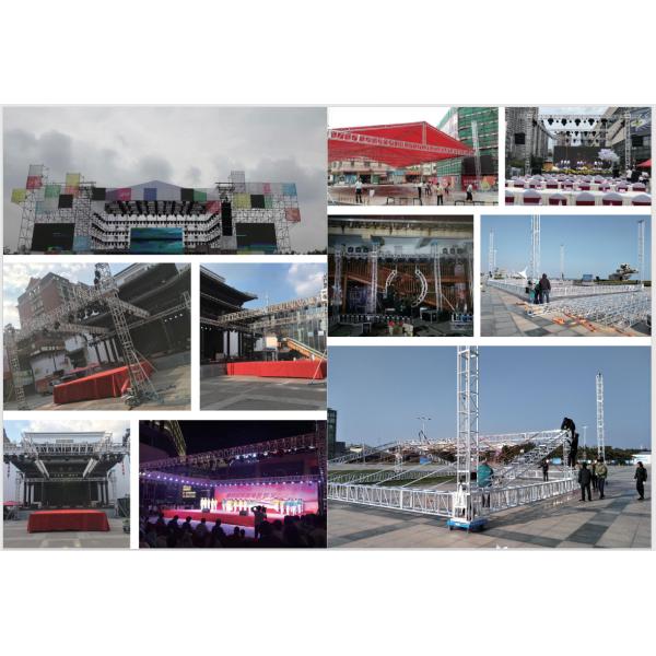Adjustable Portable Stage Platform Modular System Square Red Finish Aluminum Alloy Stage