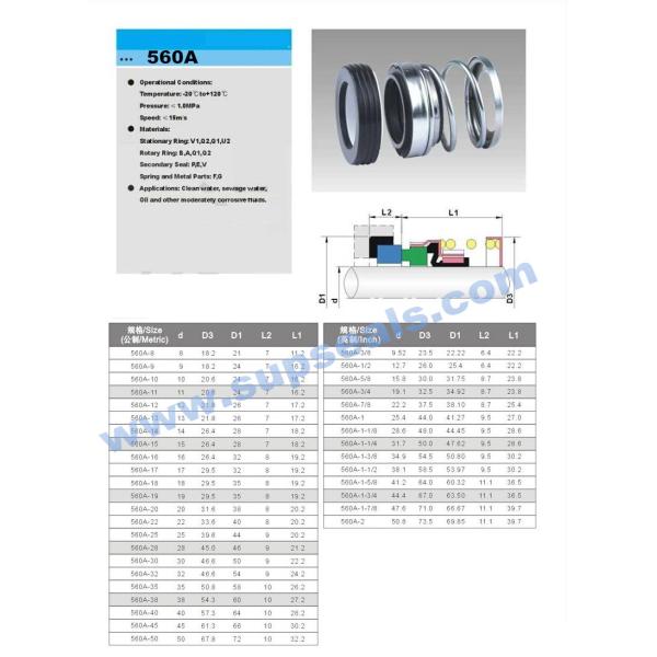 560A Single Spring Mechanical Seal