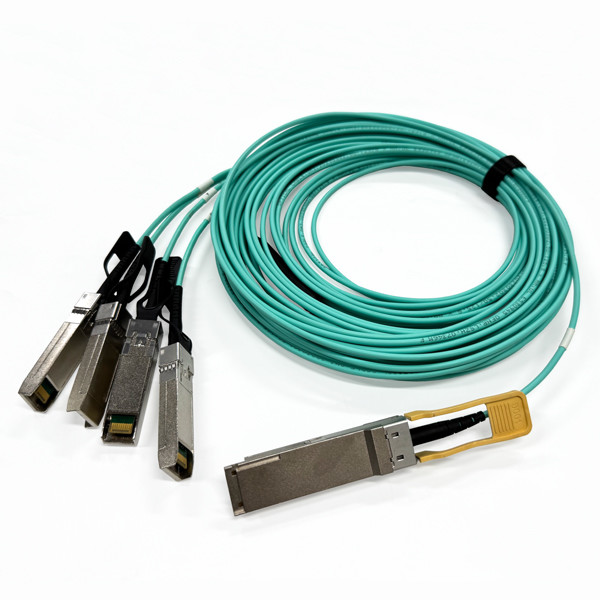 200G QSFP56 to 4 x 50G SFP56 Active Optical Cable , AOC Breakout Cable 10M For Data Center