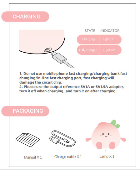 Holiday Gift Timed Sleep Relaxing Atmosphere Peach Silicone Night Lightpat Light