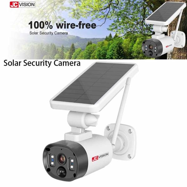Buy JCVISION Humanoid Detection Solar Security Camera Rechargeable Battery Remote View at wholesale prices