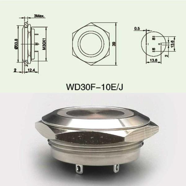 30mm Ip67 Micro Push Button Switch Led Illuminated Stainless Self Reset