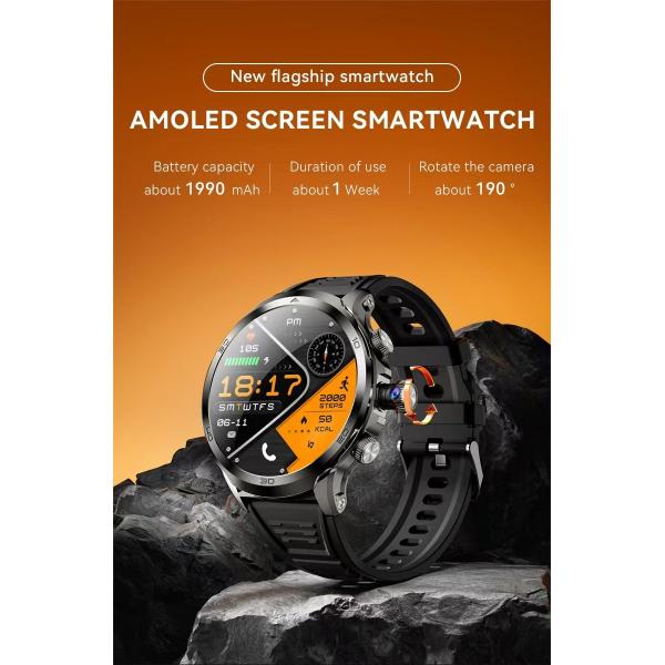H19 Sim Card Smart Watch 4G Android / Rotating Camera Smart Watch 1.95 Inch AMOLED 1990mAh